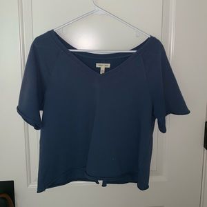 Silence + Noise Blue Crop Top with Slit in Back